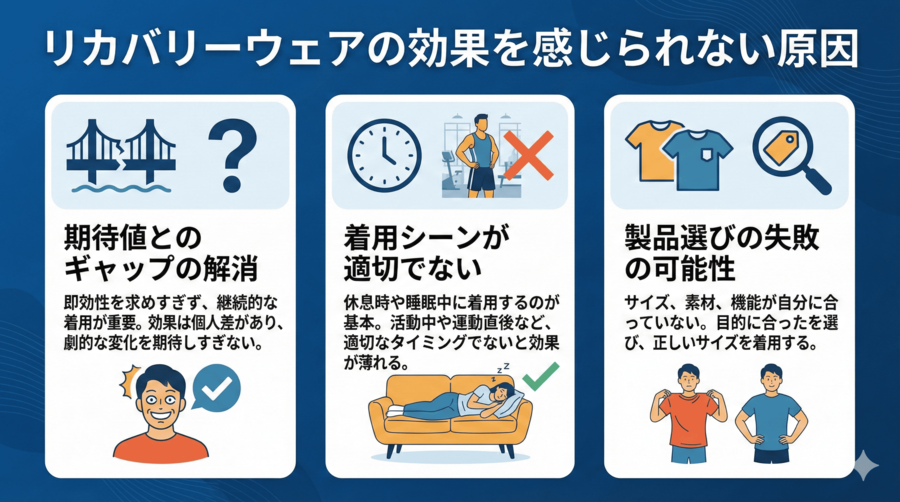 リカバリーウェアで効果を感じられない原因と対策